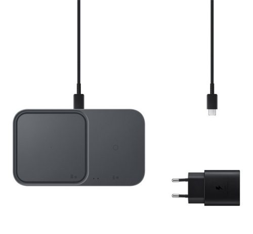 SAMSUNG asztali töltő (15W, gyorstöltő, wireless, dual + hálózati töltő) FEKETE