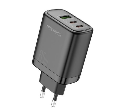 DUX DUCIS C110 hálózati töltő USB+2 Type-C aljzat (65W, PD gyorstöltő) FEKETE