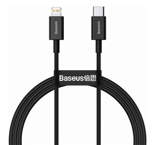 BASEUS SUPERIOR adatkábel (Type-C - lightning, 20W, PD gyorstöltő, 100cm, törésgátló) FEKETE