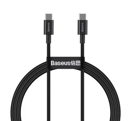 BASEUS SUPERIOR adatkábel (Type-C - Type-C, 100W, PD gyorstöltő, 100cm, törésgátló) FEKETE