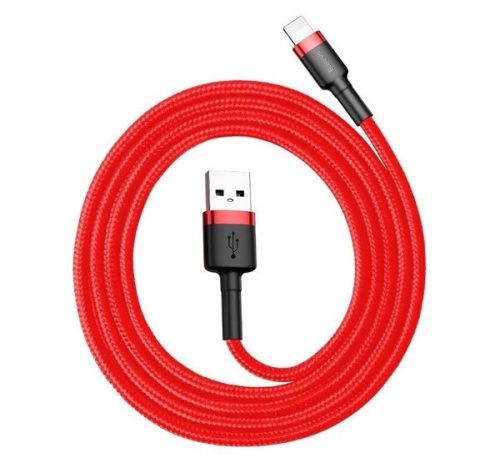 BASEUS CAFULE adatkábel (USB - lightning, 2.4A, 50cm, törésgátló) PIROS