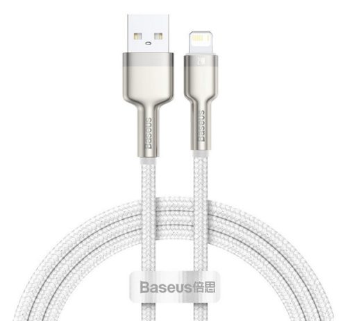 BASEUS CAFULE adatkábel (USB - lightning, 2.4A, gyorstöltő, 100cm, cipőfűző) FEHÉR