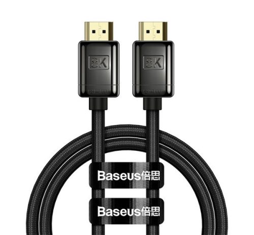 BASEUS HIGH DEFINITION SERIES TV/HDMI kábel (19pin, HDMI-A - HDMI-A, v2.1, 8K 60Hz, HDR, 100cm, alumínium) FEKETE