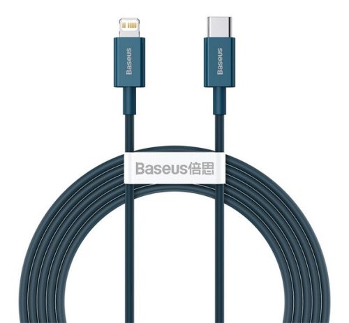 BASEUS SUPERIOR adatkábel (Type-C - lightning, 20W, PD gyorstöltő, 200cm, törésgátló) SÖTÉTKÉK