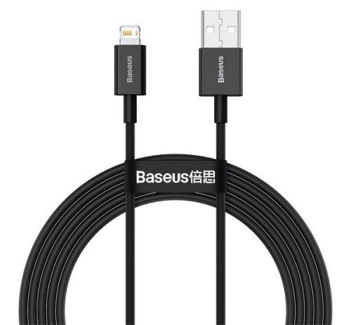 BASEUS SUPERIOR adatkábel (USB - lightning, 2.4A, PD gyorstöltő, 100cm, törésgátló) FEKETE