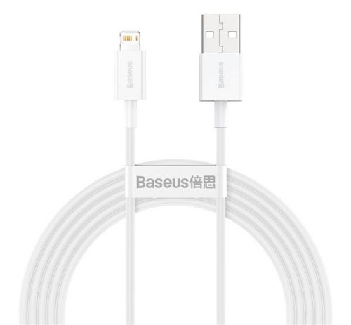 BASEUS SUPERIOR adatkábel (USB - lightning, 2.4A, PD gyorstöltő, 200cm, törésgátló) FEHÉR