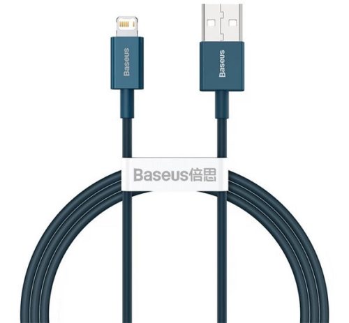 BASEUS SUPERIOR adatkábel (USB - lightning, 2.4A, PD gyorstöltő, 200cm, törésgátló) SÖTÉTKÉK