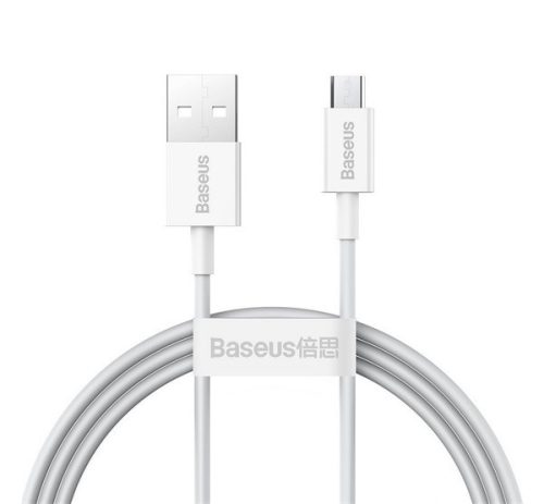 BASEUS SUPERIOR adatkábel (USB - microUSB, 2A, PD gyorstöltő, 100cm, törésgátló) FEHÉR