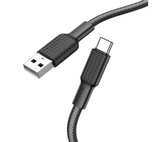 HOCO X69 adatkábel (USB - Type-C, 3A, 100cm, törésgátló, cipőfűző) FEKETE/FEHÉR