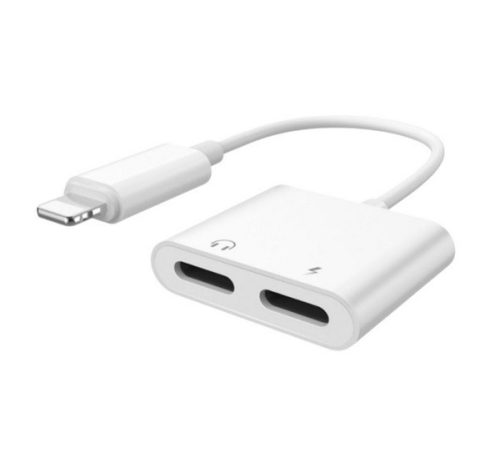 JOYROOM audió adapter és töltőkábel (elosztó, 2 lightning aljzat - lightning) FEHÉR