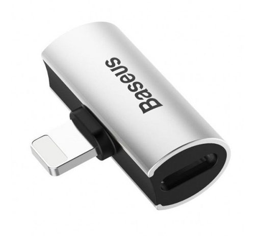 BASEUS audió adapter és töltő (elosztó, 2 lightning aljzat - lightning) EZÜST