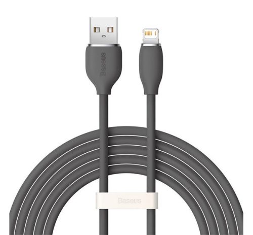 BASEUS JELLY LIQUID adatkábel (USB - lightning, 2.4A, gyorstöltő, 200cm) FEKETE