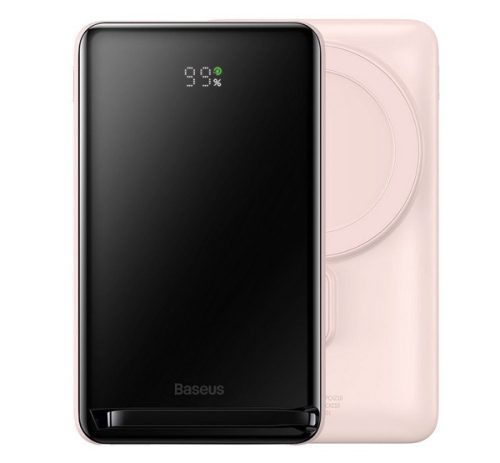 BASEUS vésztöltő Type-C aljzat (10000mAh, 20W, wireless, MagSafe, gyorstöltő) RÓZSASZÍN