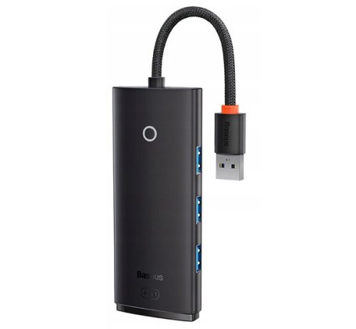 BASEUS LITE USB HUB 4in1 (passzív, 4 USB aljzat 3.0, USB kábel, 25cm) FEKETE