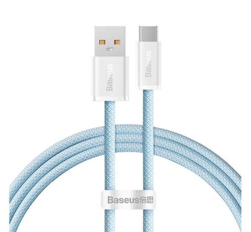 BASEUS DYNAMIC adatkábel (USB - Type-C, 6A, 100W, gyorstöltő, 100cm, cipőfűző) VILÁGOSKÉK