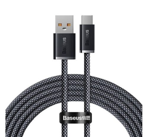 BASEUS DYNAMIC adatkábel (USB - Type-C, 6A, 100W, gyorstöltő, 200cm, cipőfűző) FEKETE