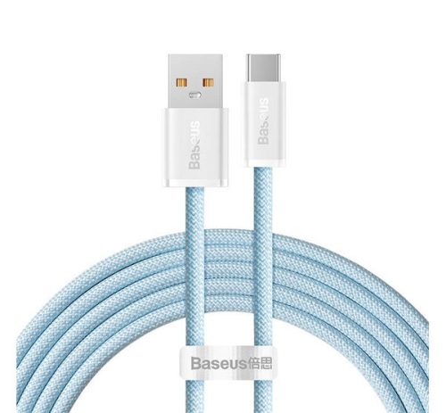 BASEUS DYNAMIC adatkábel (USB - Type-C, 6A, 100W, gyorstöltő, 200cm, cipőfűző) VILÁGOSKÉK