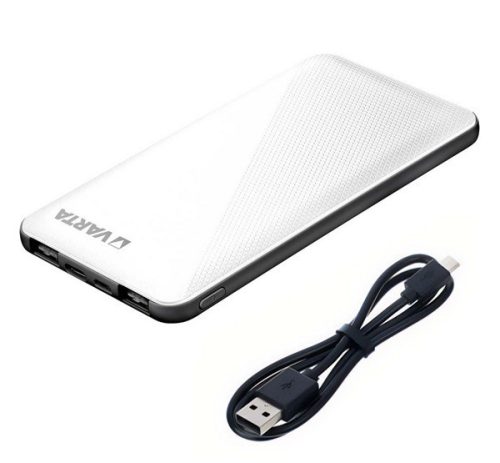 VARTA POWERBANK ENERGY vésztöltő 2 USB+Type-C aljzat (5000mAh, LED jelzés + microUSB kábel) FEHÉR