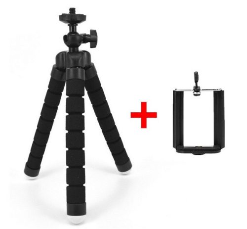 Tripod állvány (univerzális, állítható, 360°, 17.5cm, hajlítható láb) FEKETE