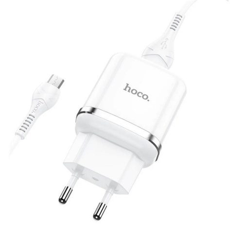 HOCO N3 hálózati töltő USB aljzat (18W, gyorstöltő 3.0 + microUSB kábel) FEHÉR