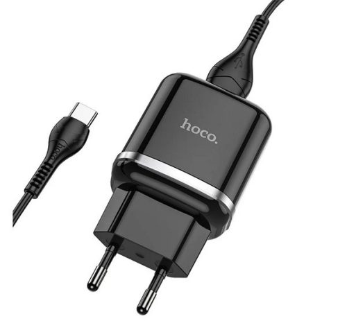 HOCO N3 hálózati töltő USB aljzat (18W, gyorstöltő 3.0 + Type-C kábel) FEKETE