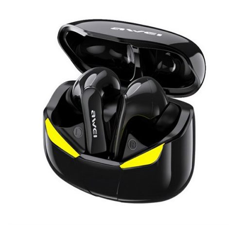 AWEI T35 bluetooth fülhallgató SZTEREO (v5.0, TWS, mikrofon, zajszűrő, gamer, vízálló + töltőtok) FEKETE