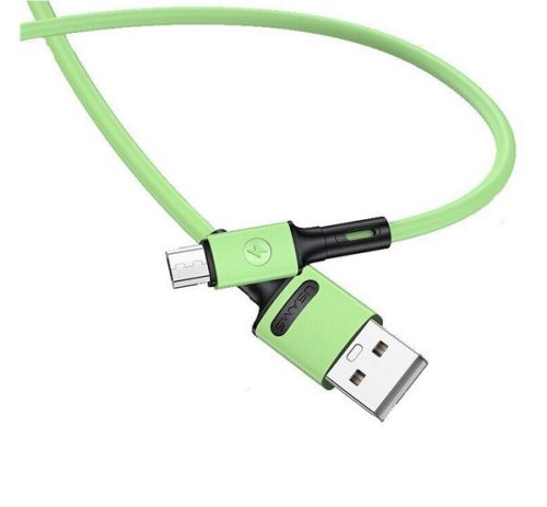 USAMS U52 adatkábel (USB - microUSB, 2A, gyorstöltő, 100cm, törésgátló) VILÁGOSZÖLD