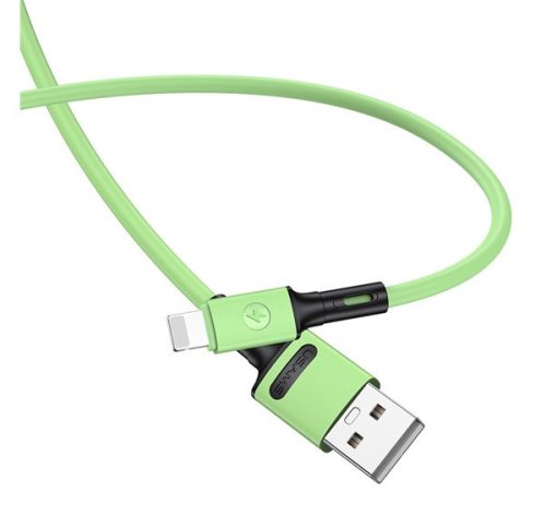 USAMS U52 adatkábel (USB - lightning, 2A, gyorstöltő, 100cm, törésgátló) VILÁGOSZÖLD