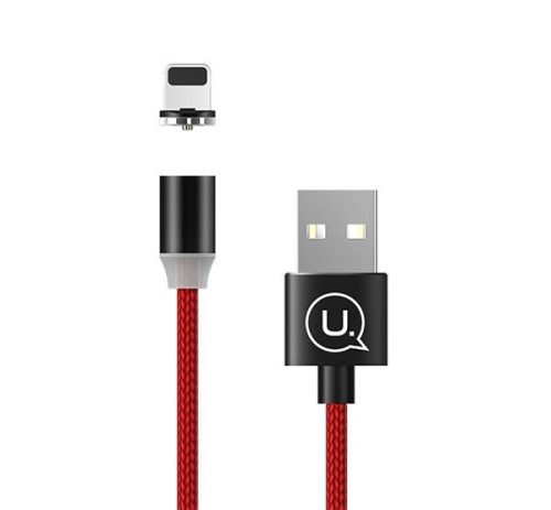 USAMS U-SURE adatkábel (USB - lightning, 2.1A, gyorstöltő, 100cm, mágneses csatlakozó) PIROS