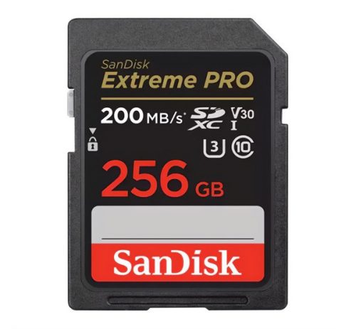 SANDISK EXTREME PRO memóriakártya 256GB (SDXC, Class 10, UHS-1, 200MB/s)