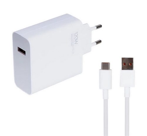 XIAOMI hálózati töltő USB aljzat (120W, gyorstöltő + Type-C kábel) FEHÉR