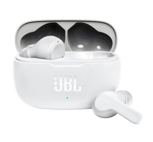 JBL WAVE 200 bluetooth fülhallgató SZTEREO (v5.0, TWS, cseppálló, mélyhang kiemelés + töltőtok) FEHÉR