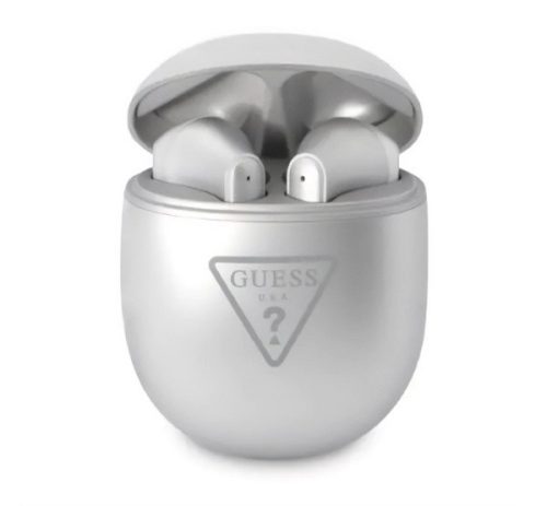 GUESS bluetooth fülhallgató SZTEREO (v5.0, TWS, mikrofon, vízálló + töltőtok) EZÜST