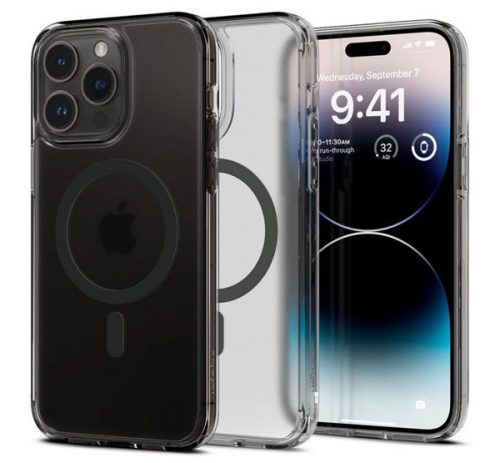 SPIGEN ULTRA HYBRID MAG műanyag telefonvédő (ütésállóság, légpárnás keret, matt, MagSafe) FEKETE