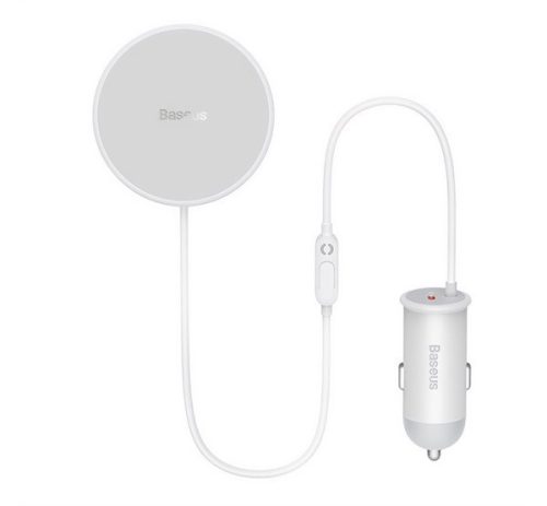 BASEUS CW01 autós tartó (szellőzőre, 15W, wireless, MagSafe + autós töltő Type-C aljzat) FEHÉR