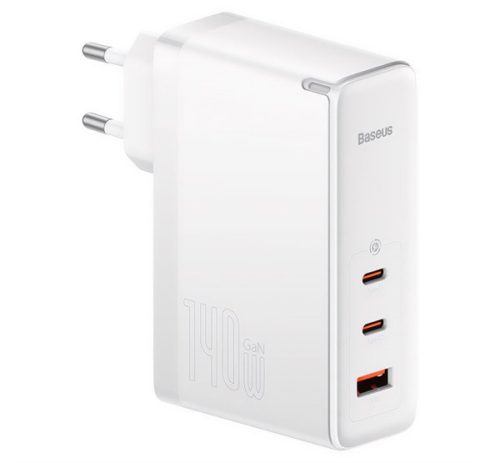 BASEUS hálózati elosztó USB+2 Type-C aljzat (140W, GaN5, PD gyorstöltő) FEHÉR