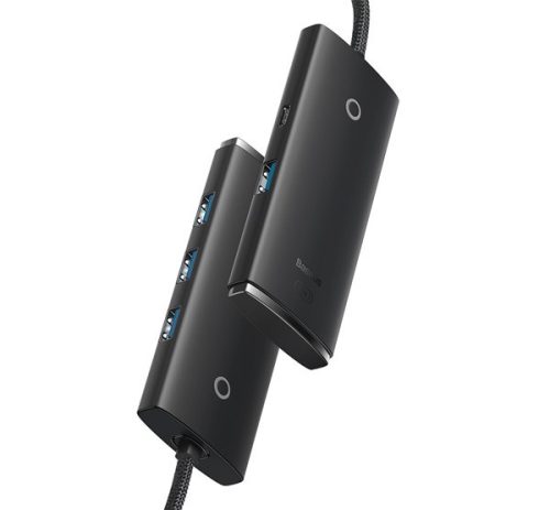 BASEUS LITE USB HUB 4in1 (4 USB aljzat 3.0, USB kábel, 200cm) FEKETE