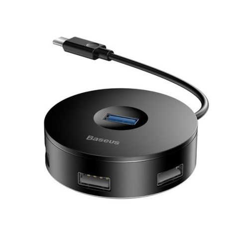 BASEUS Type-C HUB 4in1 (passzív, elosztó, 6 USB aljzat, 15cm) FEKETE