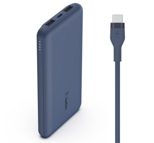 BELKIN BOOST CHARGE vésztöltő 2 USB+Type-C aljzat (10000mAh, 15W, gyorstöltő + Type-C kábel) SÖTÉTKÉK