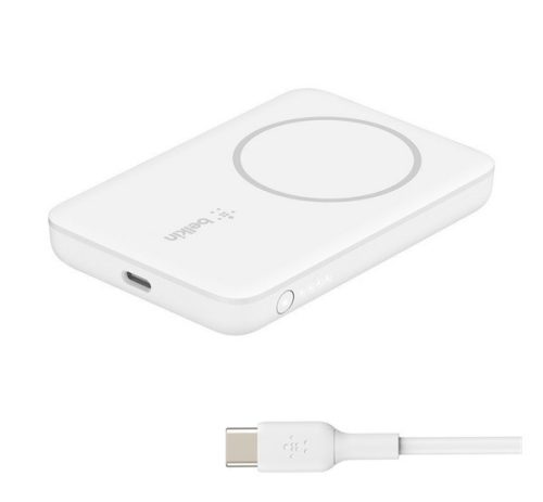 BELKIN BOOST CHARGE vésztöltő Type-C aljzat (2500mAh, 5W, wireless, MagSafe + Type-C kábel) FEHÉR