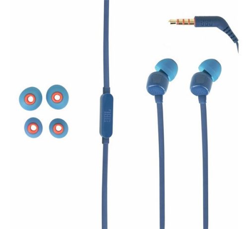 JBL T160 fülhallgató SZTEREO (3.5mm jack, mikrofon, felvevő gomb, lapos kábel) KÉK