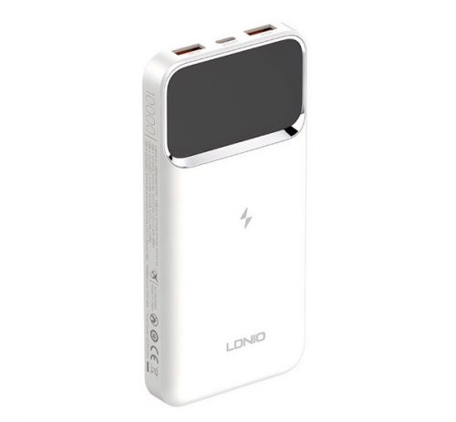 LDNIO vésztöltő 2 USB+Type-C aljzat (10000mAh, 22.5W, PD gyorstöltő, LED jelzés) FEHÉR