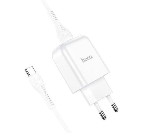 HOCO N2 VIGOUR hálózati töltő USB aljzat (10W, gyorstöltő + Type-C kábel) FEHÉR