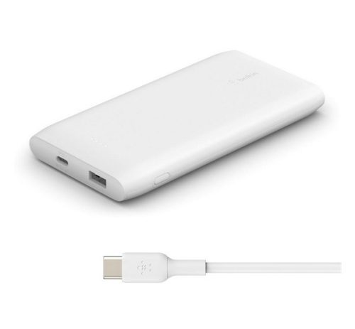 BELKIN BOOST CHARGE vésztöltő 2 USB+Type-C aljzat (10000mAh, 18W, gyorstöltő + Type-C kábel) FEHÉR