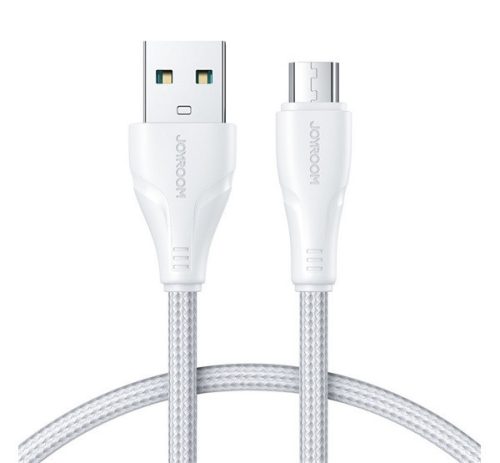 JOYROOM SURPASS adatkábel (USB - microUSB, 2.4A, gyorstöltő, 120cm, törésgátló) FEHÉR