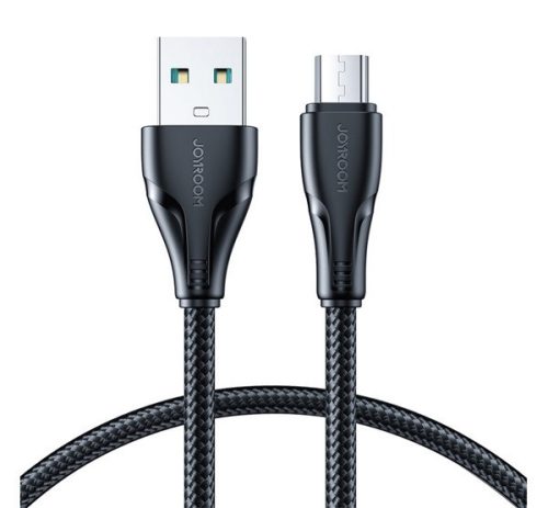 JOYROOM SURPASS adatkábel (USB - microUSB, 2.4A, gyorstöltő, 120cm, törésgátló) FEKETE