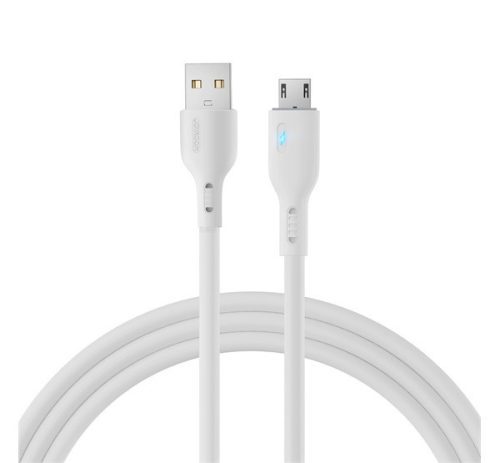 JOYROOM adatkábel (USB - microUSB, 2.4A, 200cm, LED jelzés) FEHÉR