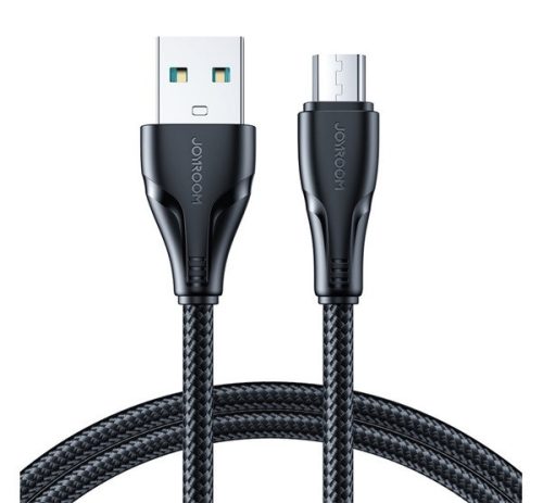 JOYROOM SURPASS adatkábel (USB - microUSB, 2.4A, gyorstöltő, 200cm, törésgátló) FEKETE