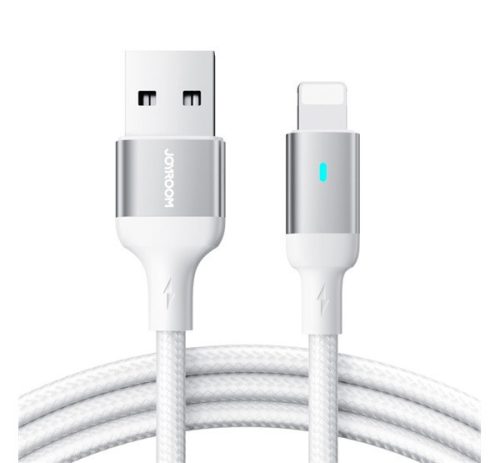 JOYROOM A10 adatkábel (USB - lightning, 2.4A, 200cm, cipőfűző, LED jelzés) FEHÉR