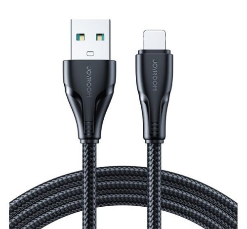 JOYROOM SURPASS adatkábel (USB - lightning, 2.4A, gyorstöltő, 300cm, törésgátló) FEKETE